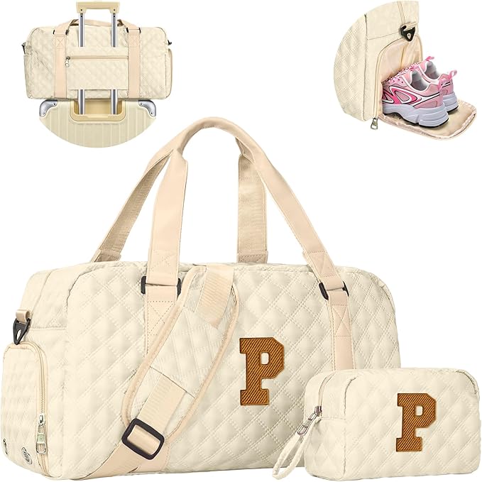Gifts for Women, Personalized Gym Bag for Girls, Travel Duffel Bag, Graduation Gift Ideas 2026, Monogram Weekender Bag with Shoes Compartment, Gifts for Friends Female Daughter