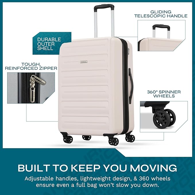 Westridge Hardshell Luggage Set - 3 Piece Set - 20" Carry-On, 24” & 28” Checked Luggage Set with 360° Spinner Wheels - Expandable Suitcases for Extended Travel - Durable ABS Shell - Light Pink
