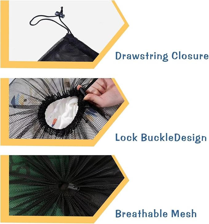 2 Pack Large Mesh Laundry Bag, 27×36inch Black Laundry Hamper Liner, Heavy Duty Mesh Laundry Bags Drawstring Lockable, Machine Washable, for Ball Storage, Travel, Toys, Sports Factories, Dorms