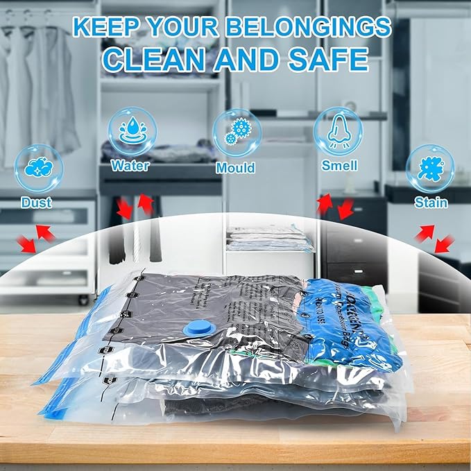 BoxLegend Vacuum Storage Bags with Hand Pump 6 Large 23.6’’x31.5’’ Thickened Vacuum Seal Bags for Clothing Coat Bedding Quilt Blanket Pillow Comforters