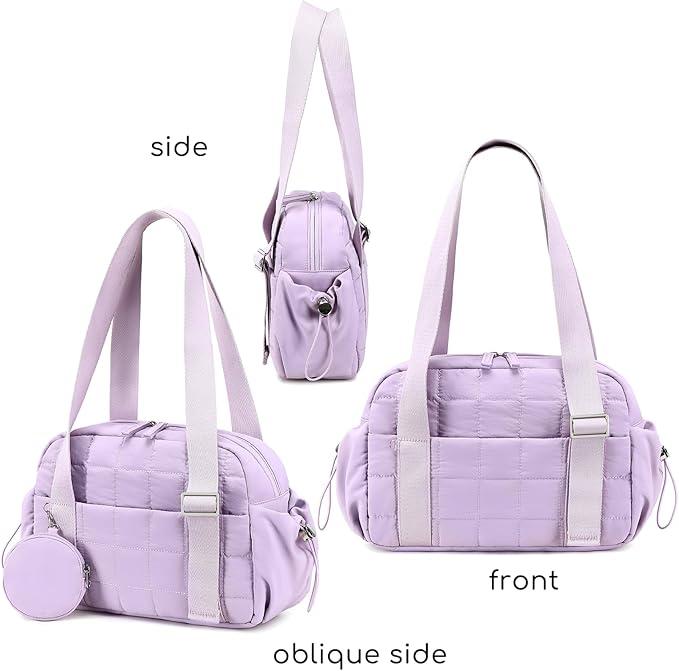 CAMTOP Mini Gym Bag for Women, Small Gym Tote Bag Puffy Quilted Sports Duffel Bag with Wet Compartment and Coin Purse Duffel Bags Dance Yoga Workout Bag for Gifts