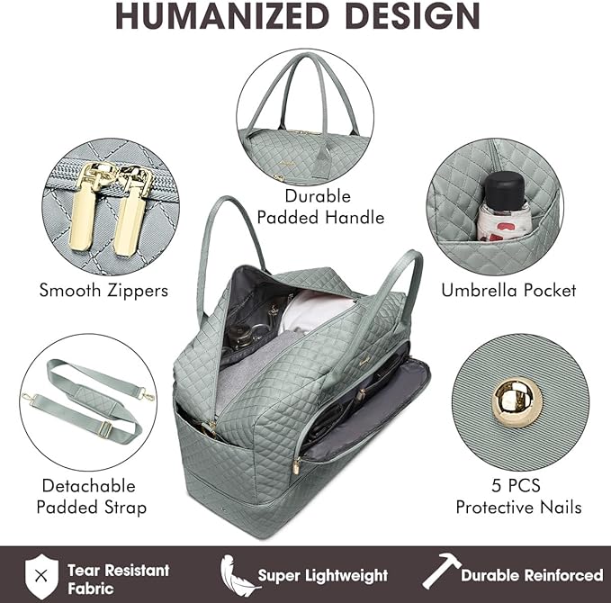 Large Women Travel Duffle Bag, Weekender Bags for Women with Shoe Compartment, Carry on Overnight Bag with Toiletry Bag, Gym Duffel Bag with Wet Pocket, Hospital Bags for Labor and Delivery 3 PCS Set