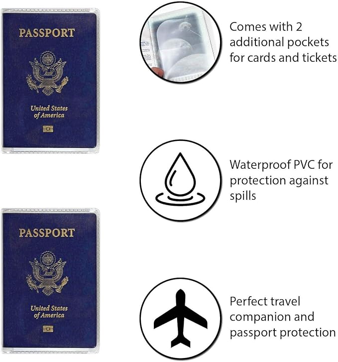 Millennial Essentials unisex-adult Waterproof Clear Passport Cover Plastic Passport Protector Vinyl ID Card Protector Case Holder Travel Pack of 6,