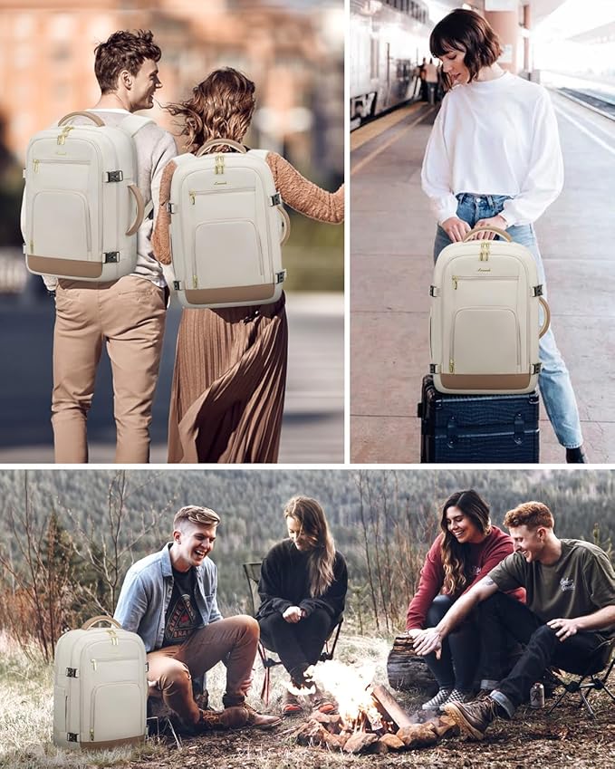 LOVEVOOK 50L Large Travel Backpack for Women Flight Approved, Carry on Backpack for Airplanes, Personal Item Travel Bag, Waterproof 18 Inch Laptop Backpack, Business Weekender Overnight Daypack, 4Pcs