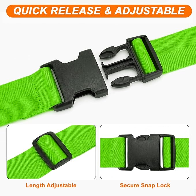 4 Pack Adjustable Luggage Straps for Suitcases – Secure Lock Travel Belts, 40''–78'' Fit, Easy Luggage Identification (Green)