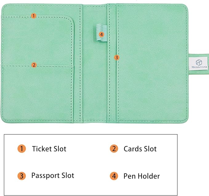 Melsbrinna Premium Leather Passport Holder Covers Case, Waterproof Rfid Blocking Travel Wallet Passport Holder with Pen Holder, Cute Passport Book for Women/Men