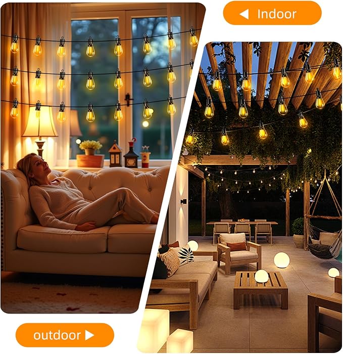 Outdoor Patio String Lights 200ft: S14 LED Shatterproof Bulbs 3 Modes Button Control - Waterproof Connectable Hanging Lights - Garden Backyard Yard Gazebo Porch Party Decorative