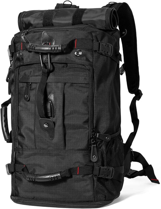 Large Capacity For Travel Hiking Sports Carry On Backpack Durable Convertible Duffle Bag Laptop airplane (BLack, 45L-Normal)