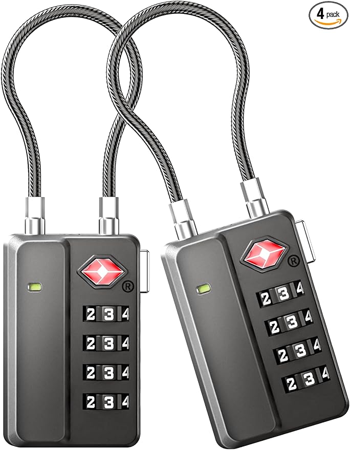 LUGGEX TSA Locks for Luggage, One-Button Reset TSA Approved Luggage Locks, Suitcase Locks, Ease of Use & Durable