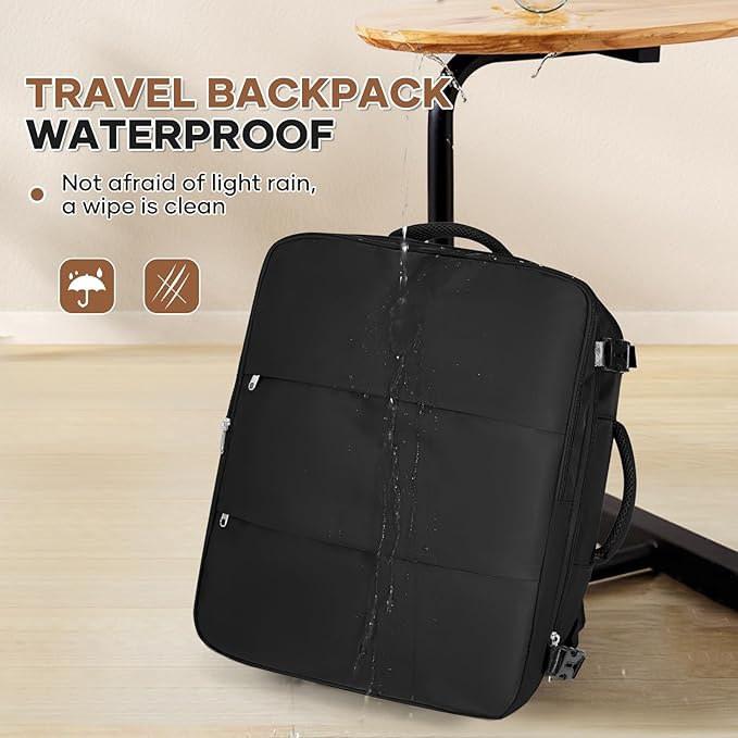 Travel Backpack For Women Men Carry on Backpack Luggage Flight Approved Personal item Travel Bag Essentials Mochila de viaje Laptop College Backpack Large Black