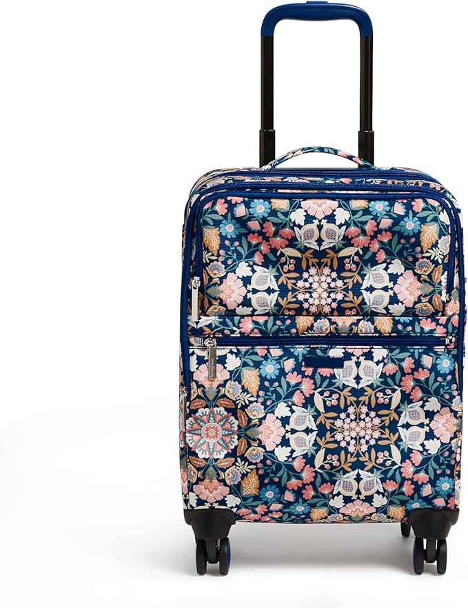Vera Bradley Women's Softside Rolling Suitcase Luggage, Enchanted Mandala Blue, 22" Carry On & 27" Check In