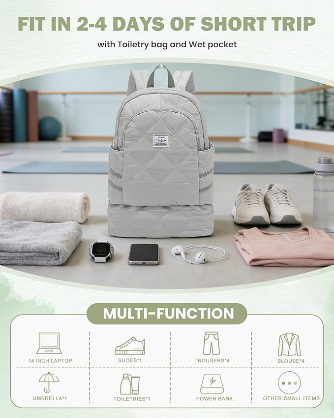 Gym Backpack for Women Men, Lightweight Gym Bag with Shoe Compartment, Water Resistant Sports Backpack with Wet Pocket, Large Capacity Cheer Backpacks for Girls, Grey