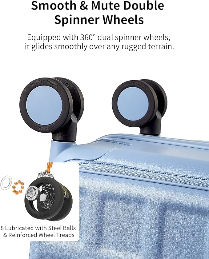 aji Expandable Top Opening 28 Inch Checked Luggage with Spinner Wheels, Large Suitcase with TSA Lock, Hard Shell Travel luggage Suitcases for Men Women, for 25+Days Travel, Blueberry Blue