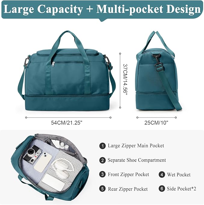 Extra Large Travel Duffle Bag,Carry on Overnight Weekend Bag with Shoes Compartment,Weekender Bags for Women for Travel Business Trips Sport Hospital