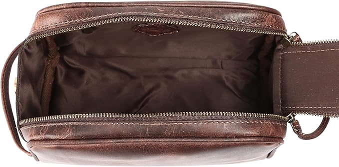 KomalC Travel Toiletry Bag – Premium Leather Dopp Kit for Men & Women with Water-Resistant Lining & Spacious Zippered Organizer
