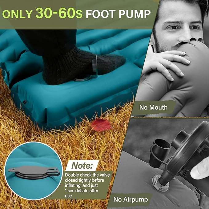 Camping Sleeping Pad, Ultralight Camping Mat with Pillow Built-in Foot Pump Inflatable Sleeping Pads Compact for Camping Backpacking Hiking Traveling Tent