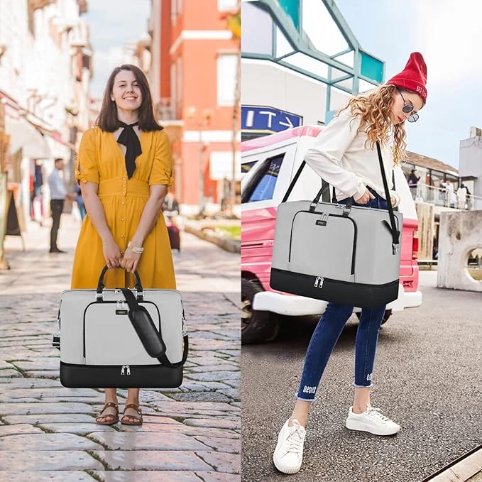Travel Weekender Bag for Women, 21" Overnight Bag with Shoe Compartment 50L Large Travel Duffel Bag Carry On Tote for Weekend, Overnight, Business Trips, Water Resistant