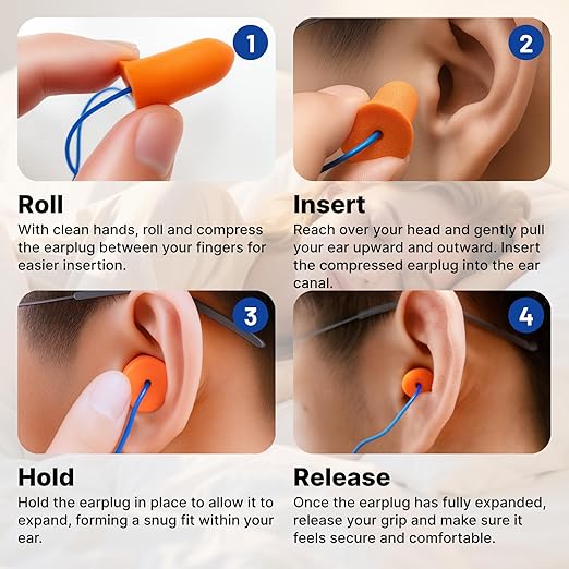 NORTHSKY Foam Ear Plugs, 200 Pairs Foam Earplugs for Sleeping, Effective Noise Reduction NRR of 32 dB, Bulk Ear Plugs with Cord, Bell Shape, Slow Rebound
