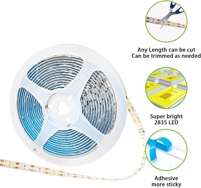 Solar LED Strip Lights Outdoor for Outside, Pool, Stair, 6000K 20FT | 180LED 6000K White Waterproof with 8 Modes Self-Adhesive Sticky Cuttable Automatic ON/OFF 1800mAh Decorative Lighting