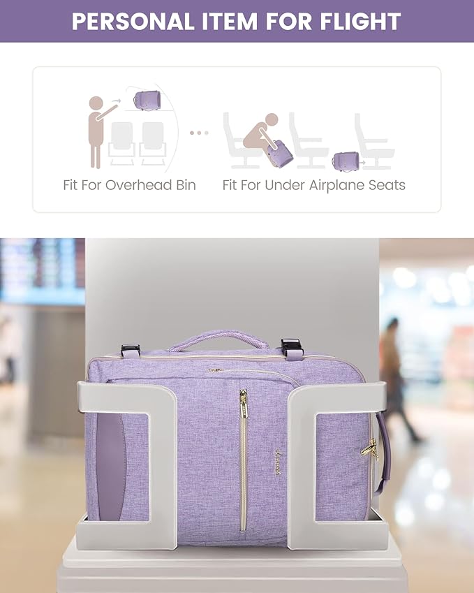 LOVEVOOK Travel Backpack for Women & Men 40L,Airline Approved Carry On Backpack Travel Essentials,TSA Carry on Luggage,Waterproof Personal Item Travel Bag,Suitcase with 3 Packing Cubes,Taro Purple