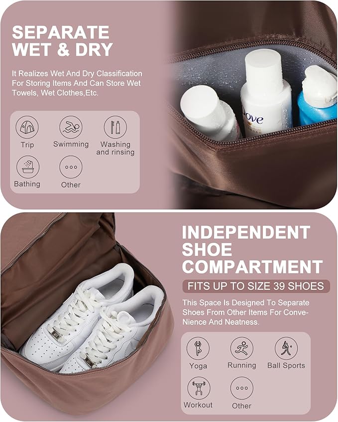 Gym Backpack for Women Waterproof Small Gym Bag With Shoe Compartment Sports Essentials Cheer Backpack with Wet Dry Pocket,Pink