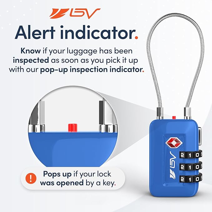 TSA Accepted Luggage Travel Lock, Set-Your-Own Combination Lock for School Gym Locker, Luggage Suitcase Baggage Locks, Filing Cabinets, Toolbox, Case (Blue, 1 Pack)