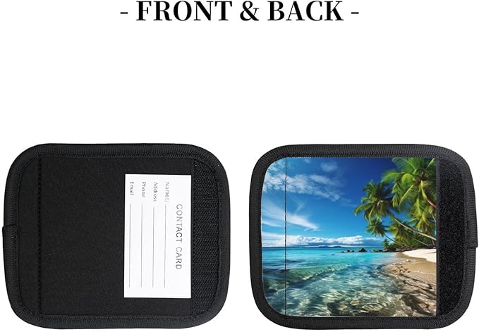 Luggage Handle Wraps Tropical Hawaii Beach Sea Luggage Identifiers Soft Neoprene Luggage Handle Wraps For Suitcase Trolley Handle Grip Cover 2 Pack Luggage Tags