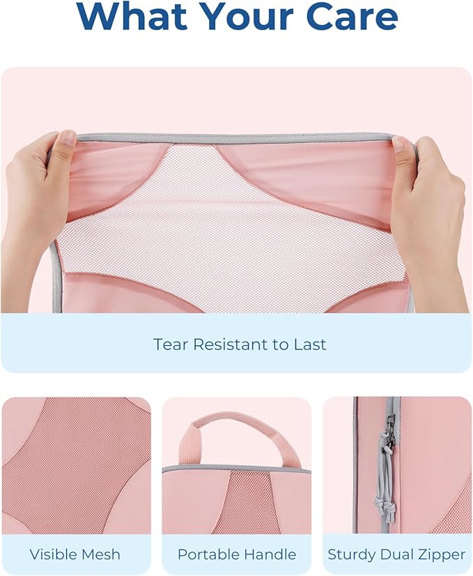 BAGSMART Compression Packing Cubes for Travel, Compressible Luggage Organizer for Cruise Ship, Lightweight Travel Essentials 6-Pack 1L+2M+2S+1Shoe Bag