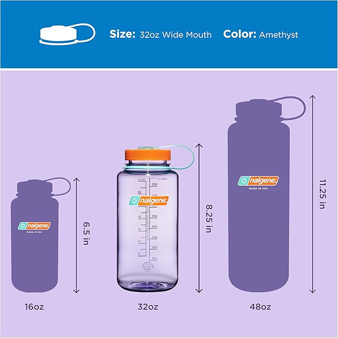 Nalgene 32 oz Wide Mouth Water Bottle | BPA-Free, Durable & Leak Proof, Lightweight Bottle for Hiking & Gym, Work & Travel