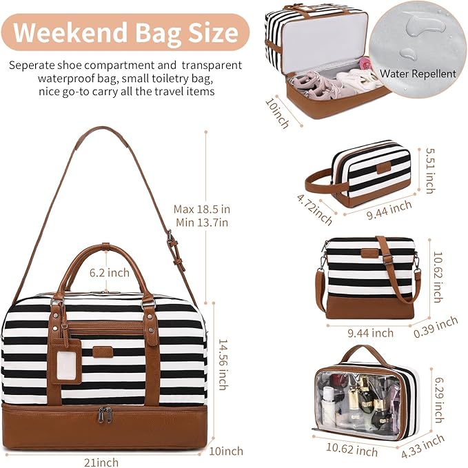 Wogarl Weekender Bags for Women Large Overnight Bag Weekend Travel Duffel Bag Carry on Shoulder with Shoe Compartment Toiletry Bag for Travel Business Gym