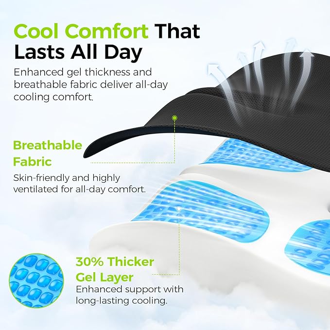 AUVON Gel Seat Cushion for Office Chairs, Ergonomic Memory Foam Chair Cushions for Long-Sitting Support & Sciatica, Back, Tailbone Pain Relief, Breathable Car Seat Cushion with Anti-Slip Base
