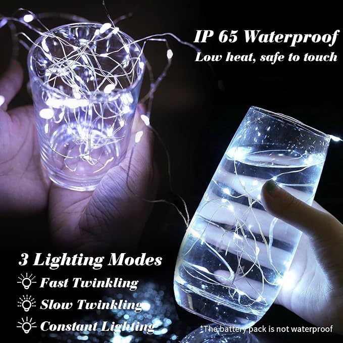 ZGWJ 12 Pack Fairy Lights, Mini String Lights Blue and White | Battery Operated 7 FT 20 LED Waterproof 3 Modes for DIY, Parties, Wedding, Halloween, Christmas Decoration