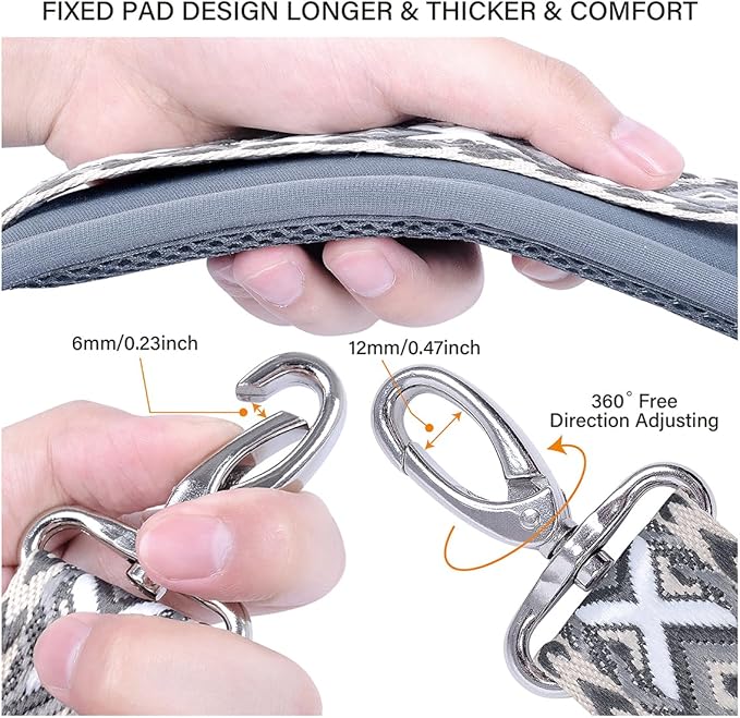 59 Inch Shoulder Straps, Soft with Ultra-Thick Fixed Shoulder Pad, Two Way Independently Adjustable Buckle Replacement Straps for Laptop Bag Messenger Bag Tool Bag Luggage,Dark Black Grey