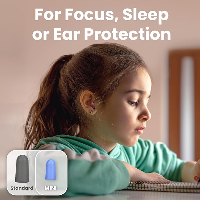 MiniPlugs - Earplugs for Kids (Age 4-9) Skin-Safe Lab Tested Extra Small Ear Plugs for Kids, Children's Ear Plugs for Sleeping, Slim Fit Toddler Earplugs Noise Reduction, Child Concert Protection