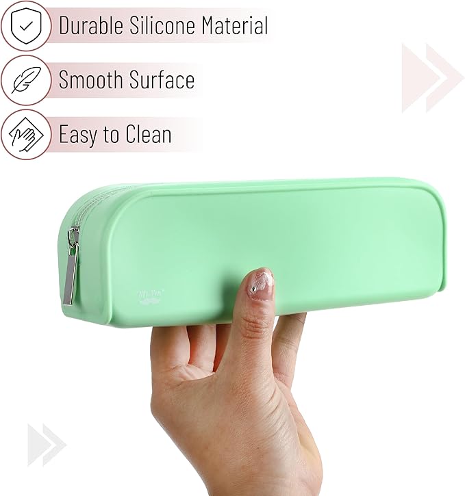 Mr. Pen- Silicone Pencil Case Pouch, Mint Breeze, Aesthetic Multipurpose Design, Aesthetic Pencil Case Small, Silicone Makeup Bag