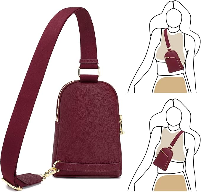 INICAT RFID Blocking Sling Bag, Anti Theft Crossbody Bag for Women, Travel Fanny Pack Style Purse, Vegan Leather