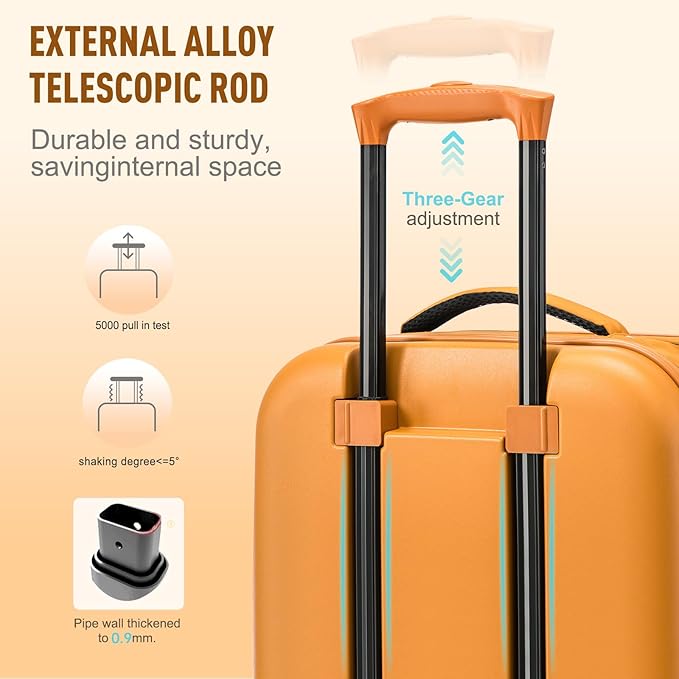 Foldable Checked-Luggage, Durable Hardside Suitcase with Mute Wheels, Waterproof Expandable Harshell Rolling Luggages with Side Pocket, TSA Lock (Grey, 24-Inch)