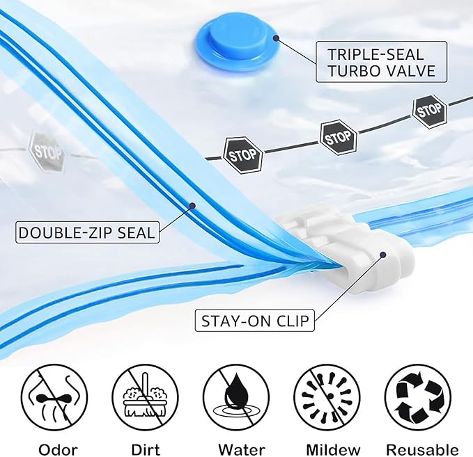 BoxLegend Vacuum Storage Bags with Electric Pump 22 Combo (1X-Jumbo, 4 Jumbo, 9 Large, 8 Medium) Thickened Vacuum Seal Bags for Clothing Space Saving for Coat Quilt Blanket Pillow Comforters