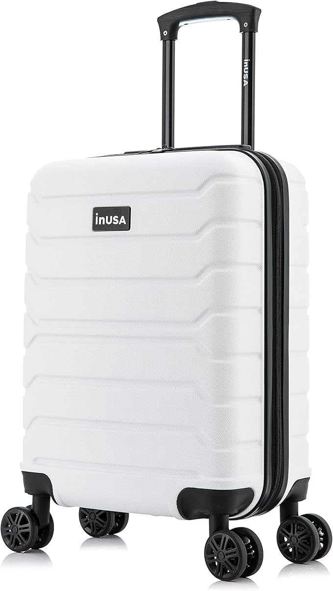 InUSA TREND Luggage with Spinner Wheels | Durable Lightweight Hardshell Suitcase, Travel bag with Handle and Trolley, 20-Inch Carry On Small Luggage | White