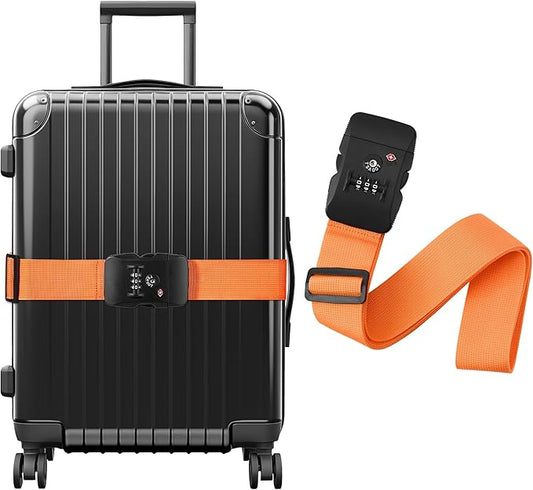 Chelmon Luggage Straps TSA Approved for Suitcases with Luggage Lock, Heavy Duty Adjustable Buckle Belt Anti Burst, Bright Colors Easy to Identify