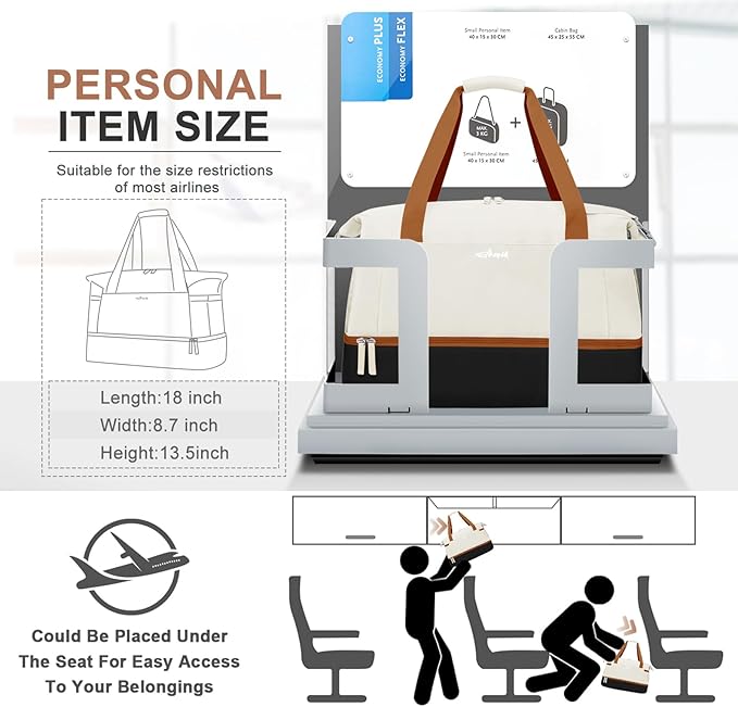 ETRONIK Gym Bag for Women, Personal Item Travel Bag with Shoes Compartment, Weekender Overnight Duffel Bag with Wet Pocket, Carry On Bag for Women, Travel, Gym, Weekend