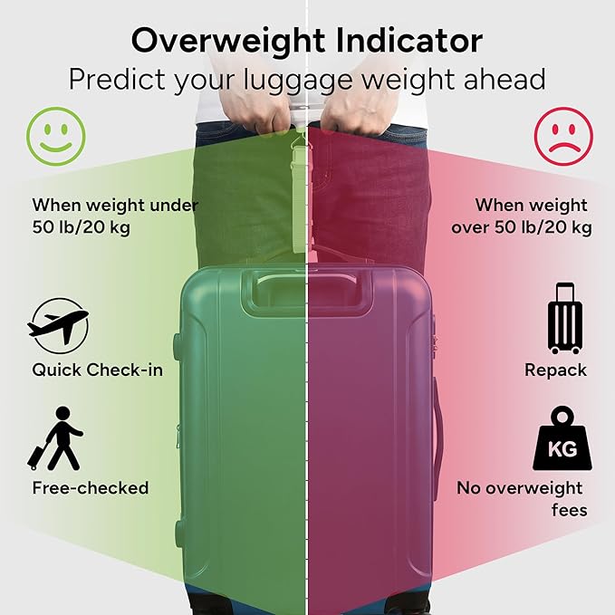 travel inspira Luggage Scale, Portable Digital Hanging Baggage Scale for Travel, Suitcase Weight Scale with Rubber Paint, 110 Pounds, Battery Included