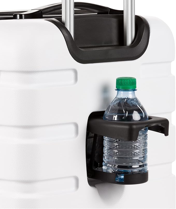 SwissGear 7366 Signature Hardside Expandable Luggage with Spinner Wheels, TSA Lock, Cup-Holder, White, Carry-On 19-Inch
