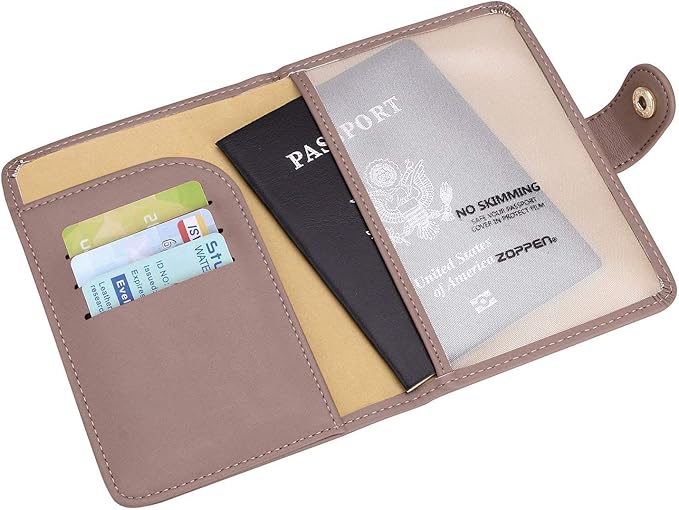 ZOPPEN Passport Holder Women, Passport Cover Travel Wallet Rfid Blocking Passport Wallet Cover Case Travel Essentials Document Organizer, Dusty Pink