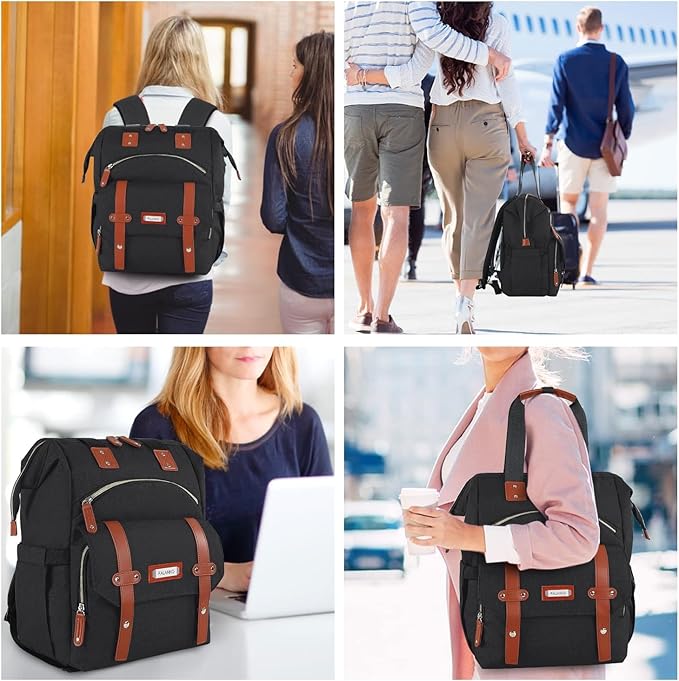 FALANKO Laptop Backpack for women, Doctor Teacher Work RFID Anti Theft Laptops Backpack, Wide Open College Travel 15.6 Inch Computer Bag for Men Women