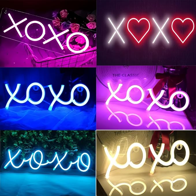 Ulalaza Neon Light Sign LED XOXO Night Lights USB Operated Decorative Marquee Sign Bar Pub Store Club Garage Home Party Decor