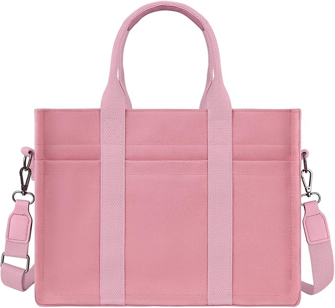 FIORETTO Canvas Tote Bag for Women with Zipper Closure & Individual Compartments for Work College for Teacher & Nurse