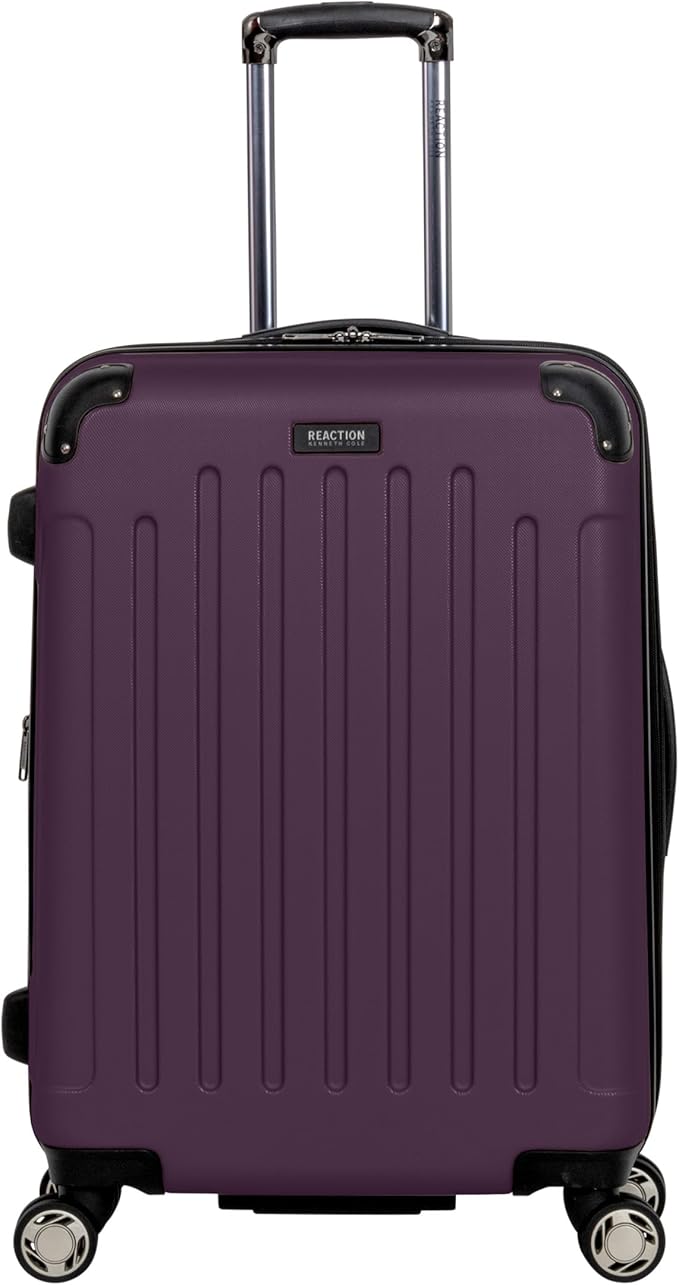 Kenneth Cole REACTION Renegade Luggage Expandable 8-Wheel Spinner Lightweight Hardside Suitcase, Midnight Plum, 24-Inch Checked