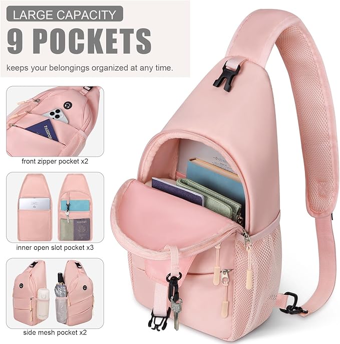 Crossbody Bags for Women Men Trendy Sling Bag Backpack Casual Chest Bag with Convertible Shoulder Strap