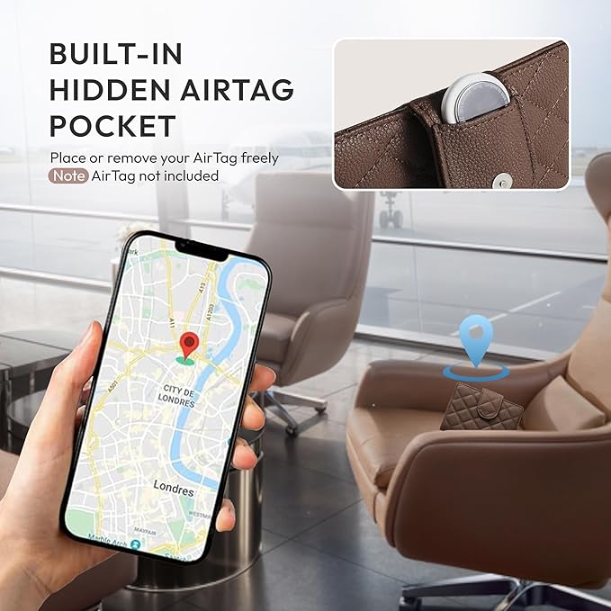 Passport Holder for Travel RFID Passport Holder with Airtag Compact Leather Passport Cover Case with Card Holders SIM Slots Passport Wallet for Women Men Airport Essentials Gift